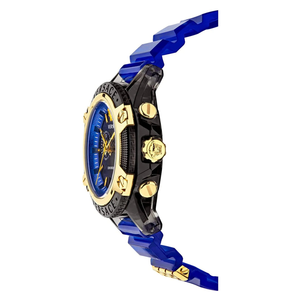 Versace Icon Active Chronograph Black Dial Blue Rubber Strap Watch For Men VEZ700521 Buy Now By Versace