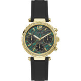 Guess Solstice Green Dial Black Rubber Strap Watch for Women - GW0113L1 Buy Now By Guess