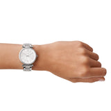 Fossil Carlie Silver Dial Silver Steel Strap Watch for Women - ES4341 Buy Now By Fossil