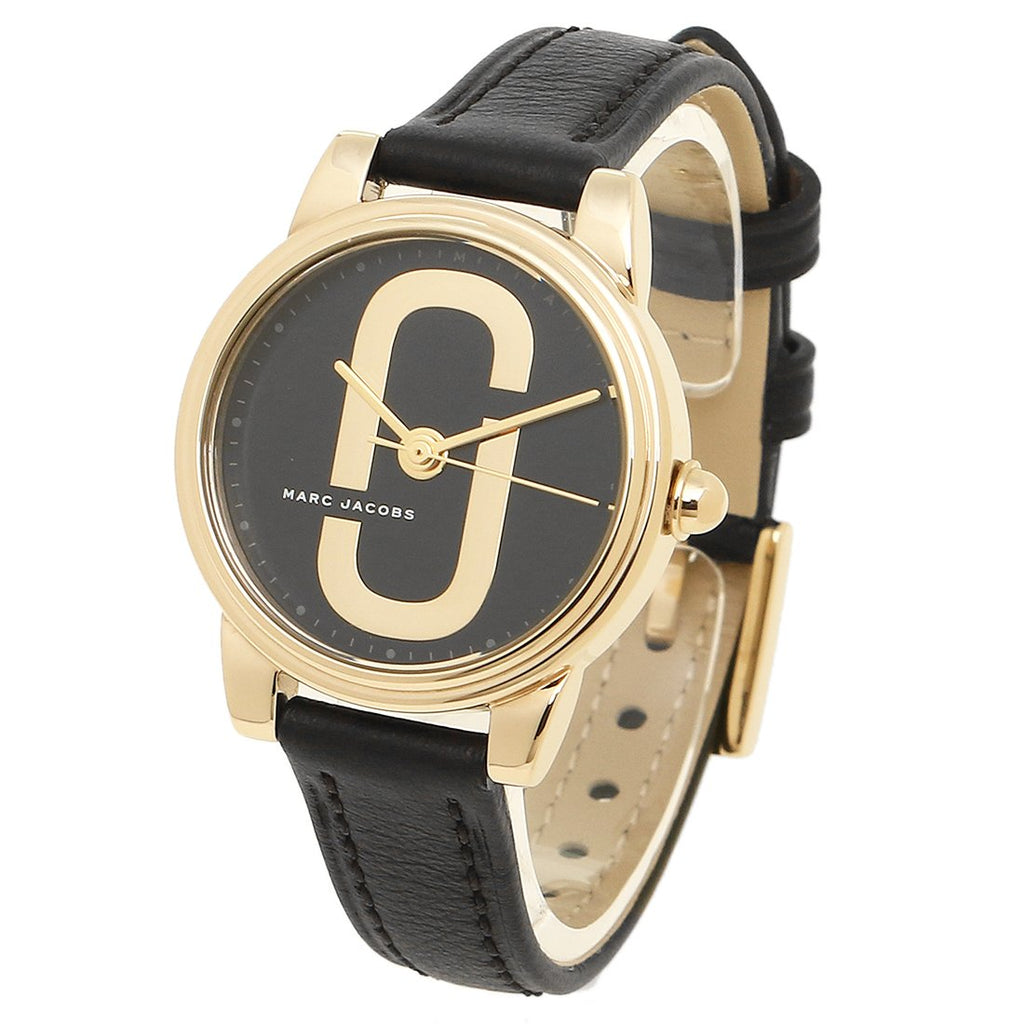Marc Jacobs Corie Black Dial Black Leather Strap Watch for Women - MJ1580 Buy Now By Marc Jacobs