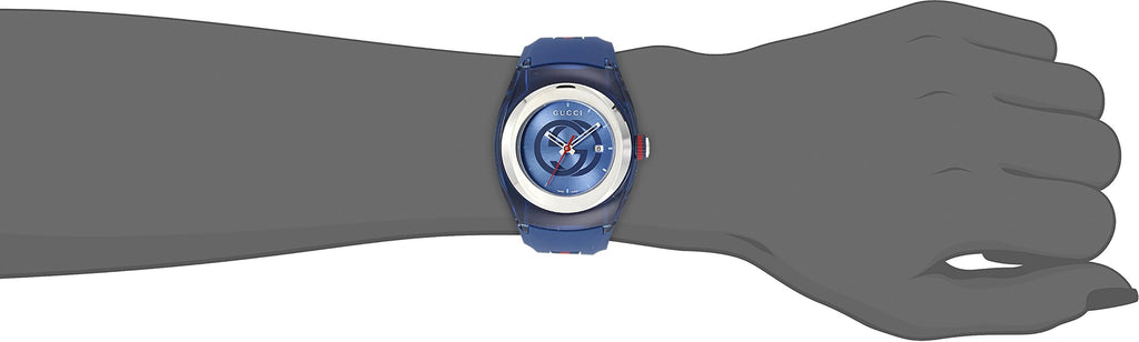 Gucci Sync Quartz Blue Dial Blue Rubber Strap Watch For Men - YA137304 Buy Now By Gucci