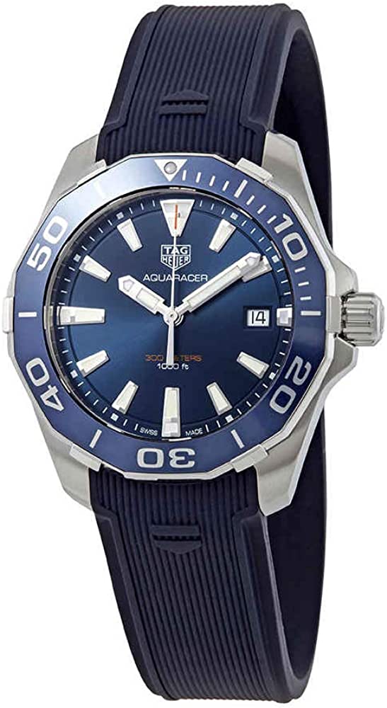 Tag Heuer Aquaracer Blue Dial Blue Rubber Strap Watch for Men - WAY111C.FT6155 Buy Now By Tag Heuer