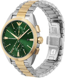 Emporio Armani Claudio Chronograph Green Dial Two Tone Steel Strap Watch For Women - AR11511 Buy Now By Emporio Armani