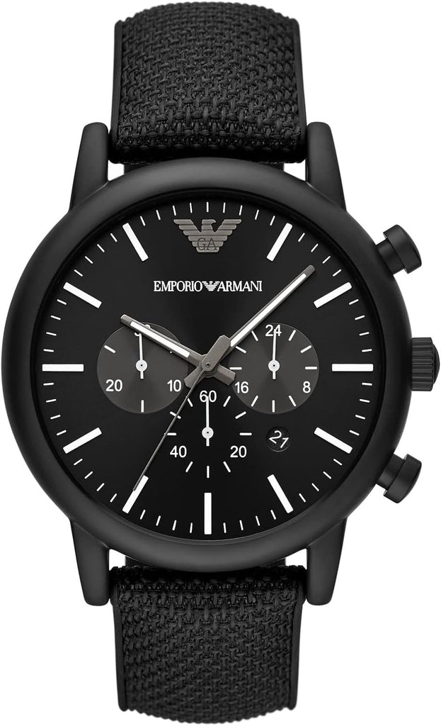 Emporio Armani Dress Chronograph Black Dial Black Leather Strap Watch For Men - AR1918 Buy Now By Emporio Armani