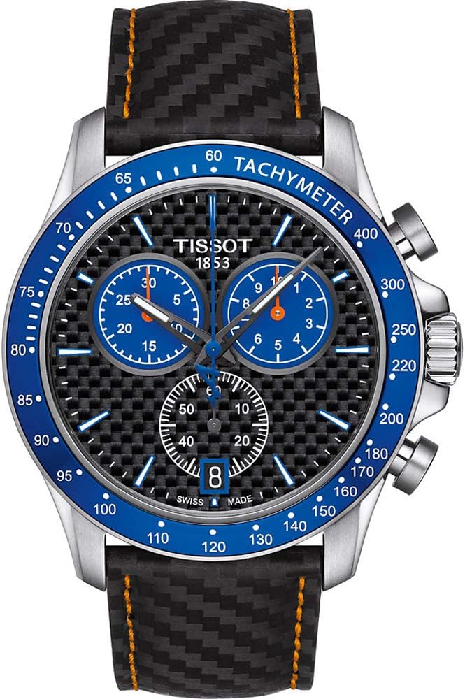 Tissot V8 Alpine Carbon Chronograph Black Dial Black Leather Strap Watch For Men - T106.417.16.201.00 Buy Now By Tissot