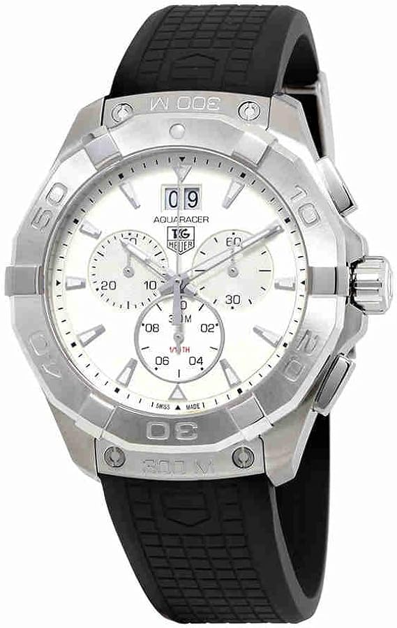 Tag Heuer Aquaracer Chronograph White Dial Black Rubber Strap Watch for Men - CAY1111.FT6041 Buy Now By Tag Heuer