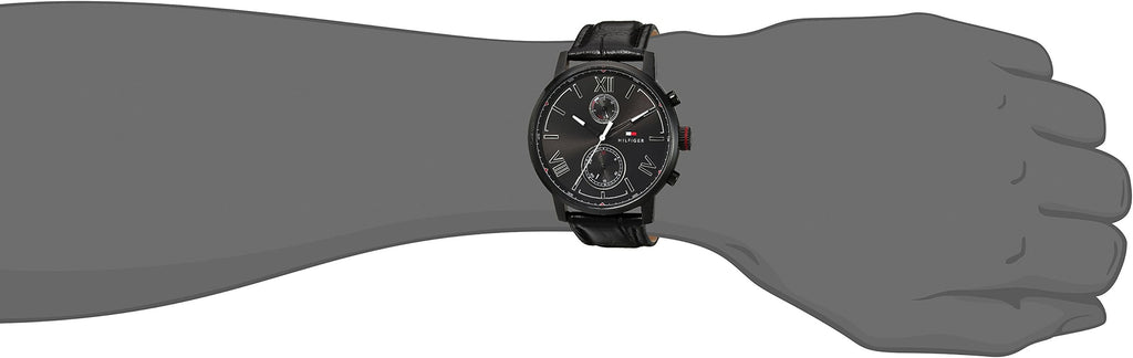 Tommy Hilfiger Aden Chronograph Black Dial Black Leather Strap Watch for Men - 1791310 Buy Now By Tommy Hilfiger