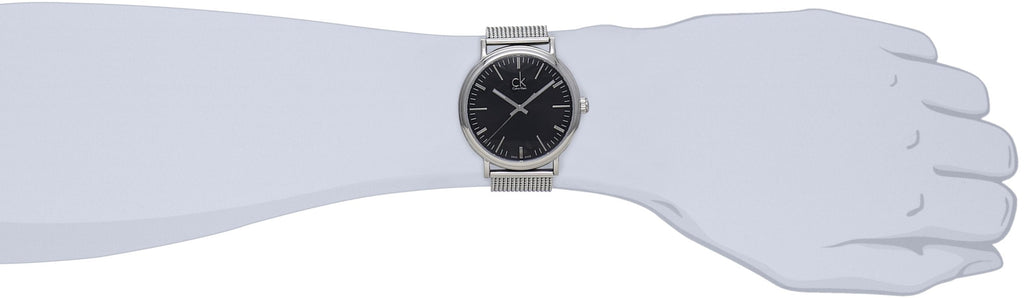 Calvin Klein Surround Black Dial Silver Mesh Bracelet Watch for Men - K3W21121 Buy Now By Calvin Klein