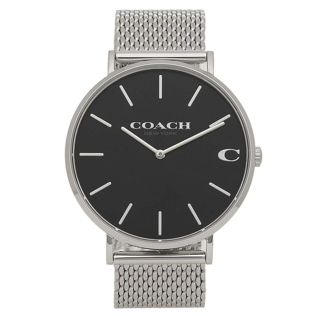 Coach Charles Black Dial Silver Mesh Bracelet Watch for Men - 14602144 Buy Now By Coach