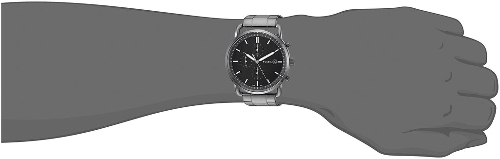 Fossil The Commuter Black Dial Grey Steel Strap Watch for Men - FS5400 Buy Now By Fossil