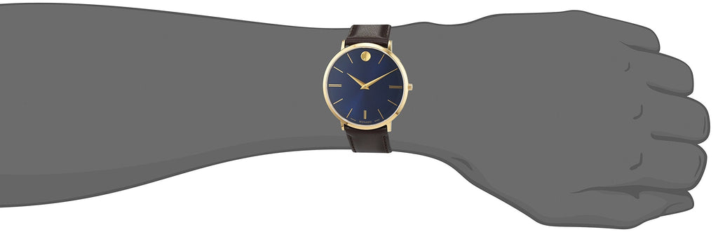 Movado Ultra Slim Blue Dial Brown Leather Strap Watch For Men - 0607088 Buy Now By Movado