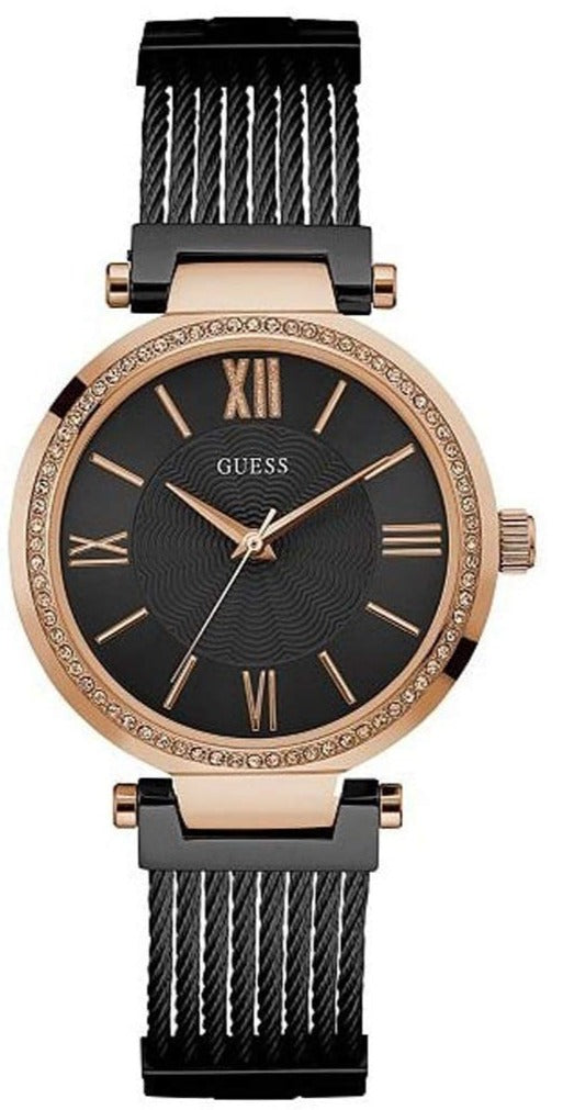 Guess Soho Diamonds Black Dial Black Mesh Bracelet Watch for Women - W0638L5 Buy Now By Guess