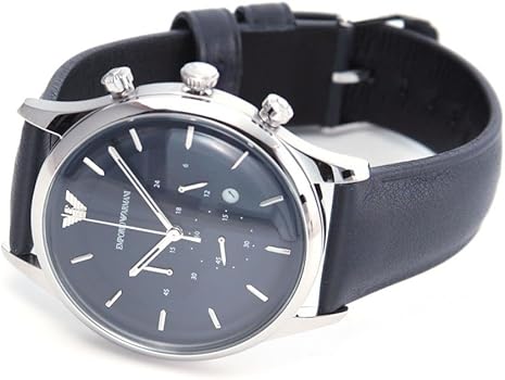 Emporio Armani Lambda Chronograph Blue Dial Blue Leather Strap Watch For Men - AR11018 Buy Now By Emporio Armani