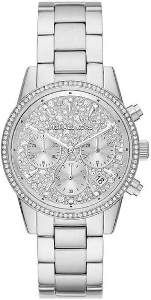 Michael Kors Ritz Chronograph Crystals Silver Dial Silver Steel Strap Watch For Women - MK7301 Buy Now By Michael Kors