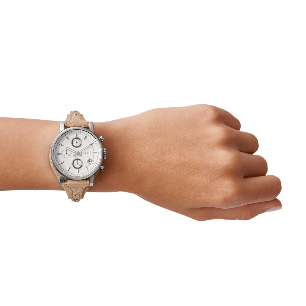 Fossil Boyfriend Chronograph White Dial Brown Leather Strap Watch for Women - ES3625 Buy Now By Fossil