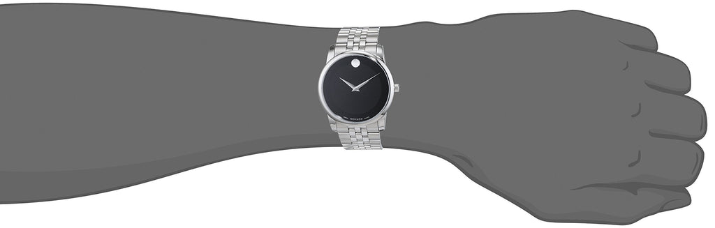 Movado Museum Classic Black Dial Silver Steel Strap Watch For Men - 606504 Buy Now By Movado