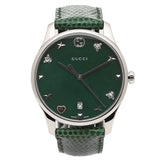Gucci G-Timeless Mother of Pearl Green Dial Green Leather Strap Watch For Women - YA1264042 Buy Now By Gucci