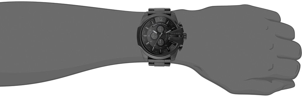 Diesel Mega Chief Chronograph Black Dial Black Steel Strap Watch For Men - DZ4355 Buy Now By Diesel