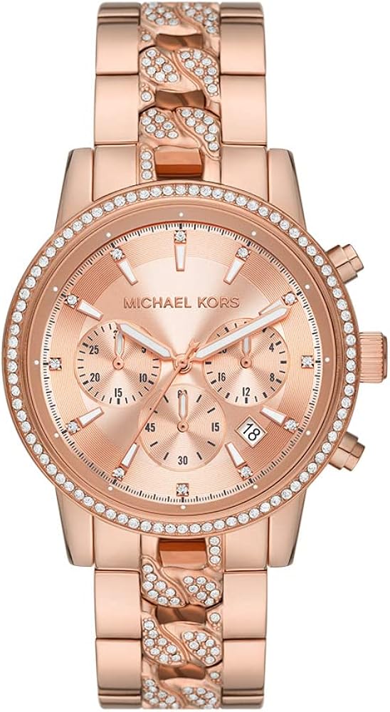 Michael Kors Ritz Chronograph Rose Gold Dial Rose Gold Steel Strap Watch For Women - MK7223 Buy Now By Michael Kors