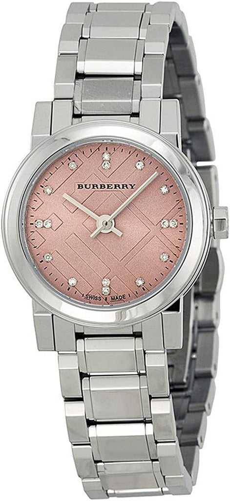 Burberry The City Diamonds Pink Dial Silver Steel Strap Watch for Women - BU9223 Buy Now By Burberry