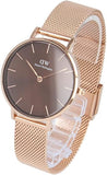Daniel Wellington Petite Melrose Brown Dial Rose Gold Mesh Strap Watch For Women - DW00100477 Buy Now By Daniel Wellington