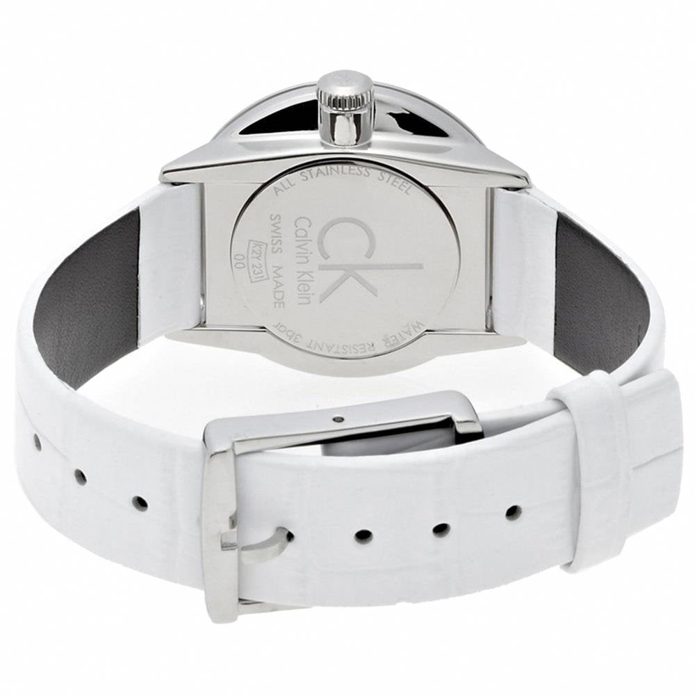 Calvin Klein Accent Silver Dial White Leather Strap Watch for Women - K2Y231K6 Buy Now By Calvin Klein