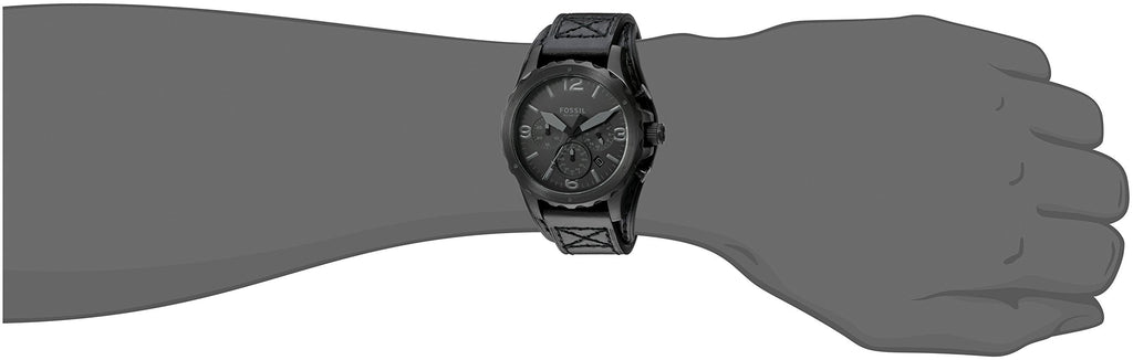 Fossil Nate Chronograph Black Dial Black Leather Strap Watch for Men - JR1510 Buy Now By Fossil