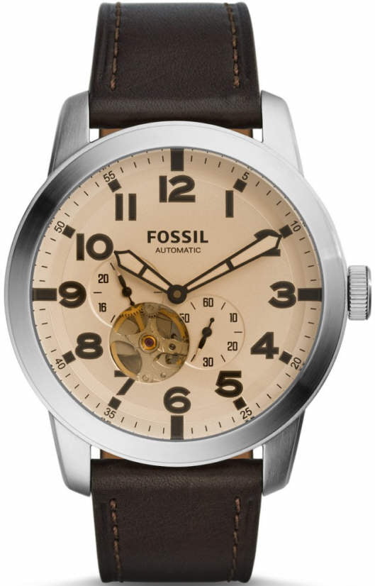 Fossil Pilot 54 Automatic Cream Dial Brown Leather Strap Watch for Men - ME3119 Buy Now By Fossil