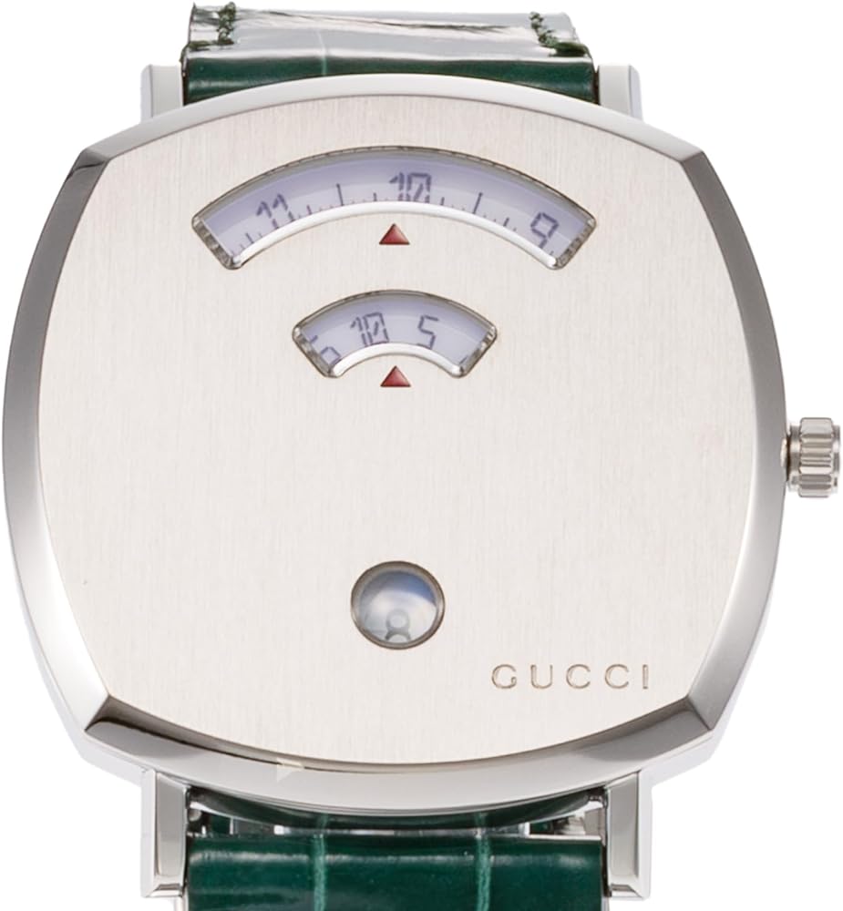 Gucci Grip Quartz Silver Dial Green Leather Strap Watch For Women - YA157414 Buy Now By Gucci