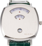 Gucci Grip Quartz Silver Dial Green Leather Strap Watch For Women - YA157414 Buy Now By Gucci