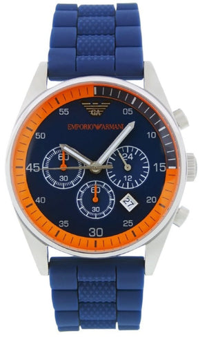 Emporio Armani Chronograph Blue Dial Blue Rubber Strap Watch For Men - AR5864 Buy Now By Emporio Armani