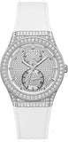 Guess Princess Crystals Silver Dial White Silicone Strap Watch For Women - GW0439L1 Buy Now By Guess