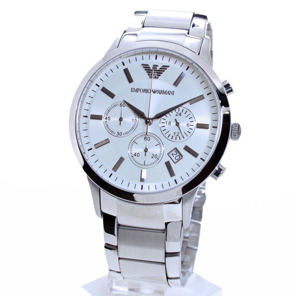 Emporio Armani Renato Chronograph Cream Dial Silver Steel Strap Watch For Men - AR2458 Buy Now By Emporio Armani