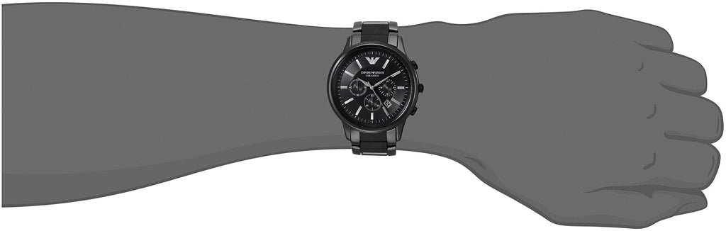 Emporio Armani Ceramica Chronograph Black Dial Black Steel Strap Watch For Men - AR1451 Buy Now By Emporio Armani