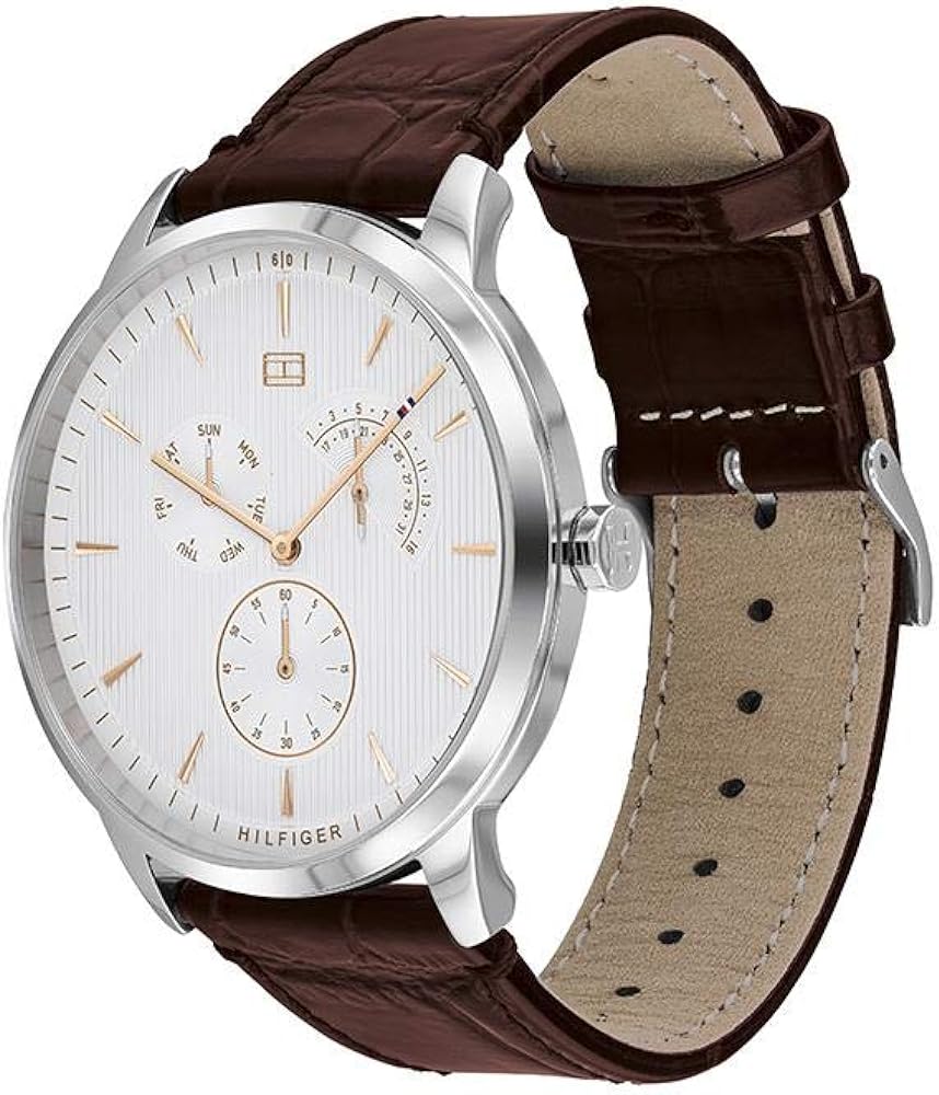 Tommy Hilfiger Brad Chronograph White Dial Brown Leather Strap Watch For Men - 1710389 Buy Now By Tommy Hilfiger