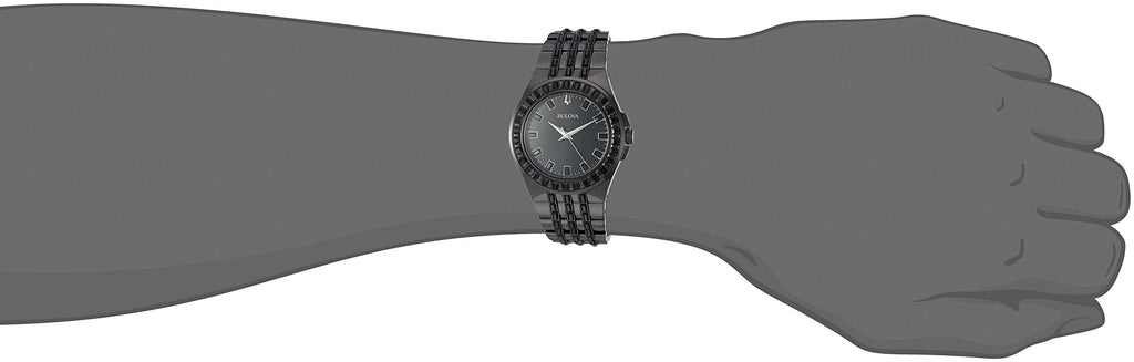 Bulova Crystal Collection Phantom Black Dial Black Steel Strap Watch for Men - 98A240 Buy Now By Bulova