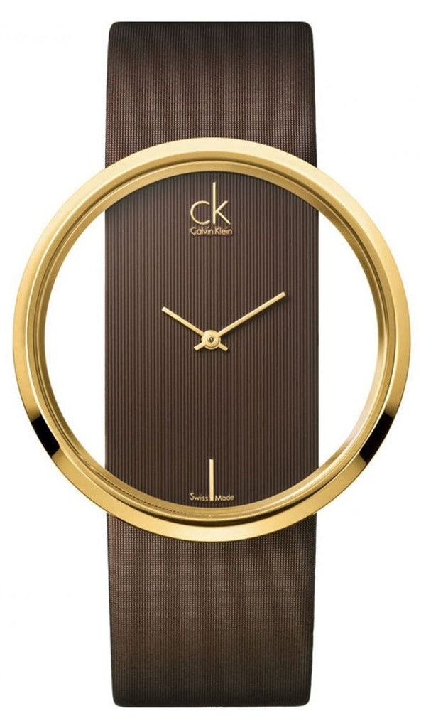 Calvin Klein Glam Transparent Dial Brown Leather Strap Watch for Women - K9423503 Buy Now By Calvin Klein