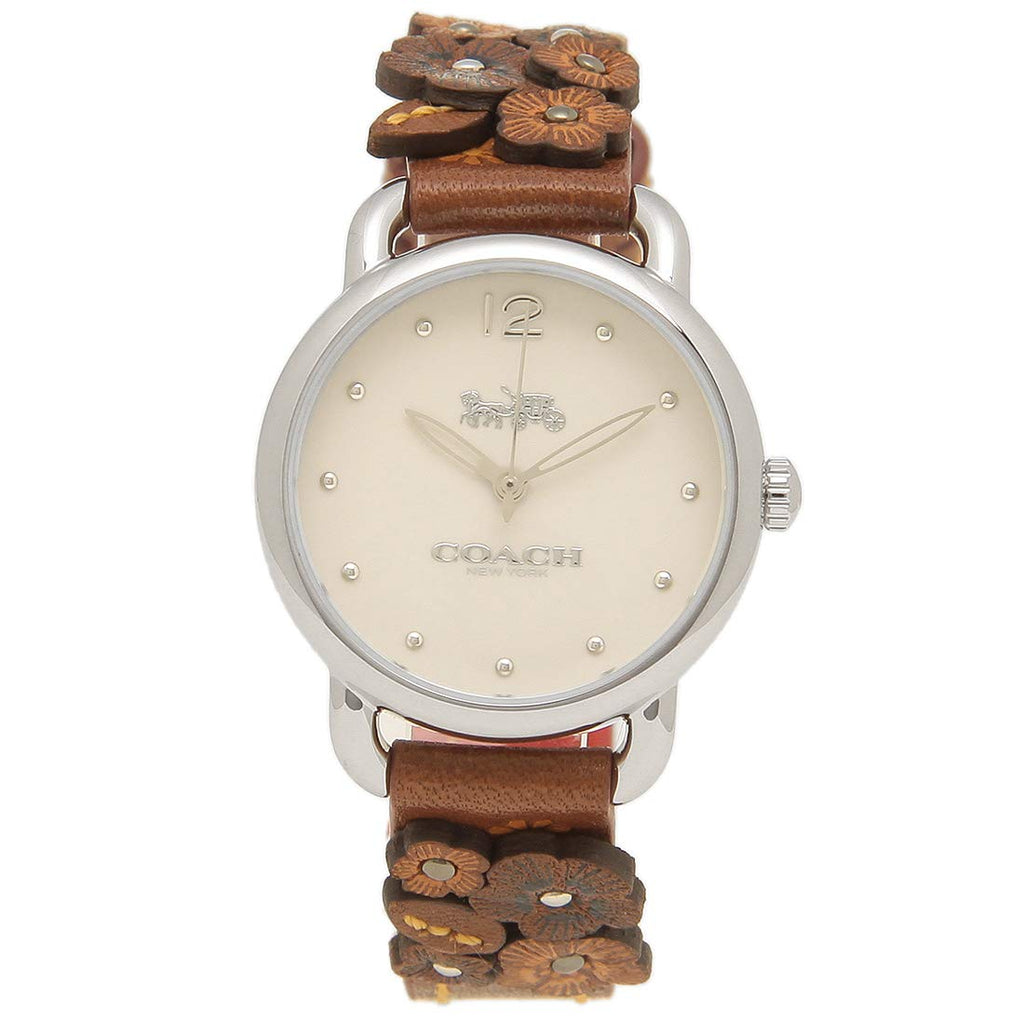 Coach Delancey White Dial Floral Brown Leather Strap Watch for Women - 14502761 Buy Now By Coach