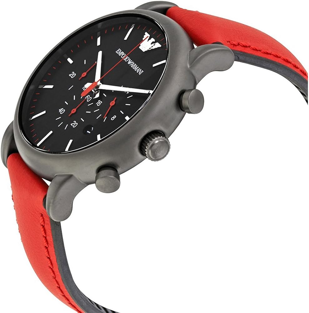 Emporio Armani Luigi Chronograph Black Dial Red Leather Strap Watch For Men - AR1971 Buy Now By Emporio Armani