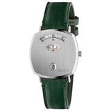 Gucci Grip Silver Dial Green Leather Strap Unisex Watch - YA157412 Buy Now By Gucci