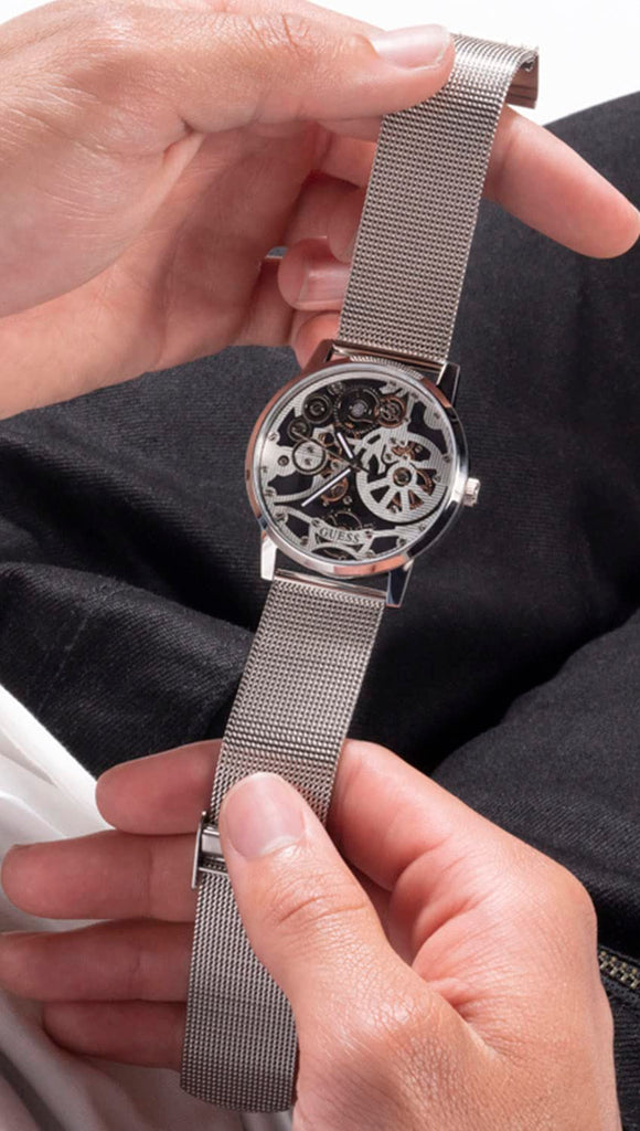 Guess Gadget Silver Dial Silver Mesh Bracelet Watch for Men - GW0538G1 Buy Now By Guess