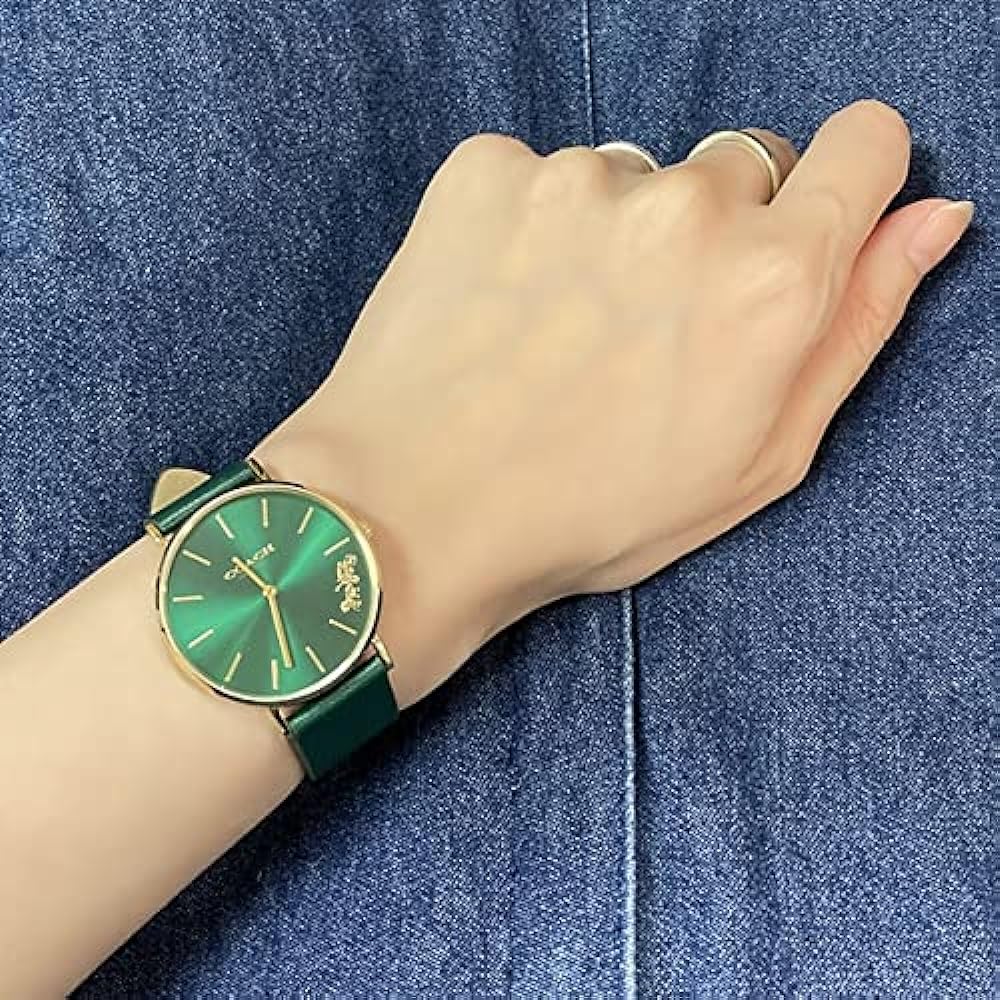 Coach Perry Green Dial Green Leather Strap Watch for Women - 14503383-C Buy Now By Coach