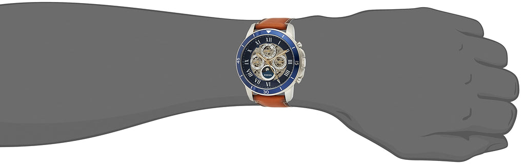Fossil Grant Sport Automatic Skeleton Blue Dial Brown Leather Strap Watch for Men - ME3140 Buy Now By Fossil