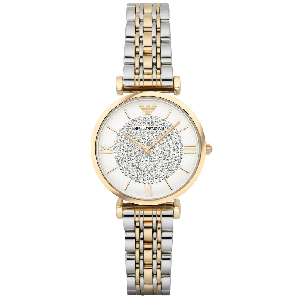 Emporio Armani Gianni T Bar White Dial Two Tone Steel Strap Watch For Women - AR8031 Buy Now By Emporio Armani