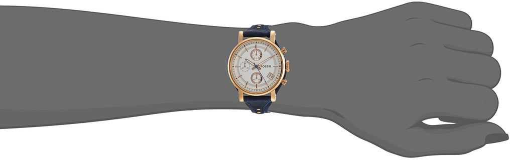 Fossil Original Boyfriend Chronograph White Dial Navy Blue Leather Strap Watch for Women - ES3838 Buy Now By Fossil