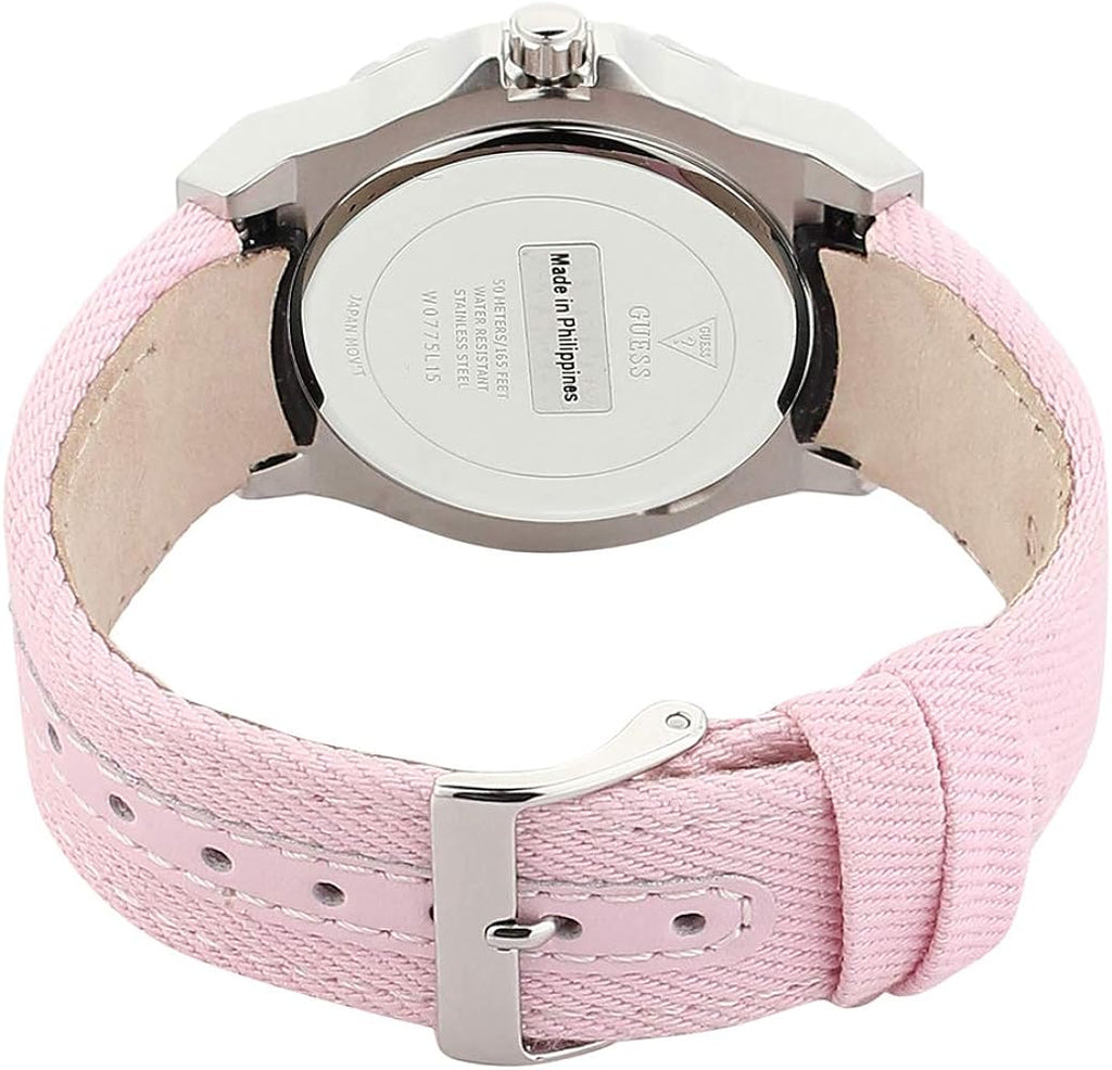 Guess Limelight Quartz Diamonds Pink Dial Pink Denim Strap Watch For Women - W0775l15 Buy Now By Guess
