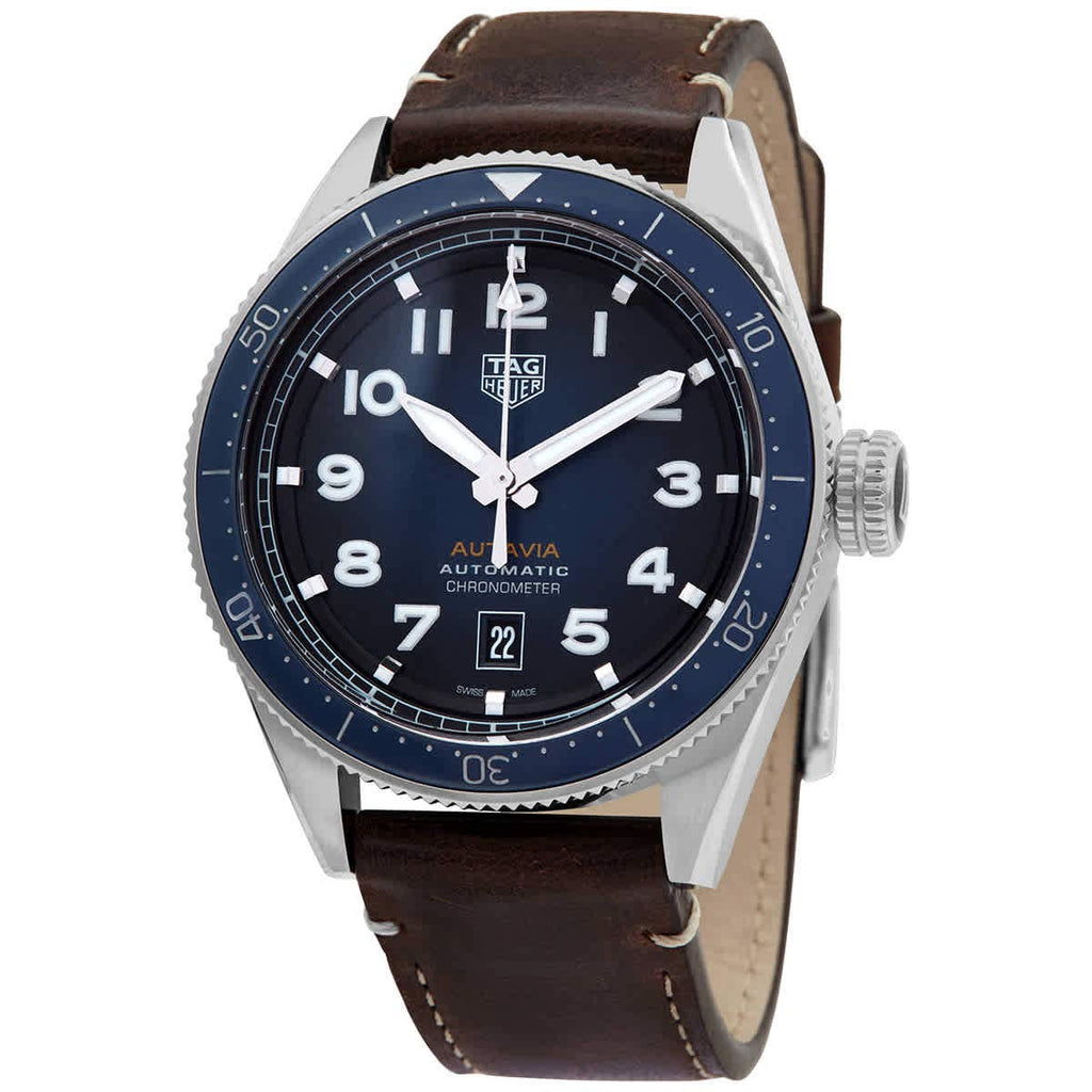 Tag Heuer Autavia Calibre 5 Automatic Blue Dial Brown Leather Strap Watch for Men - WBE5116.FC8266 Buy Now By Tag Heuer