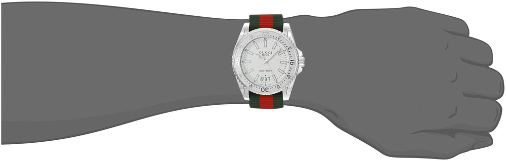 Gucci Dive White Dial Red & Green Nylon Strap Watch For Men - YA136207 Buy Now By Gucci