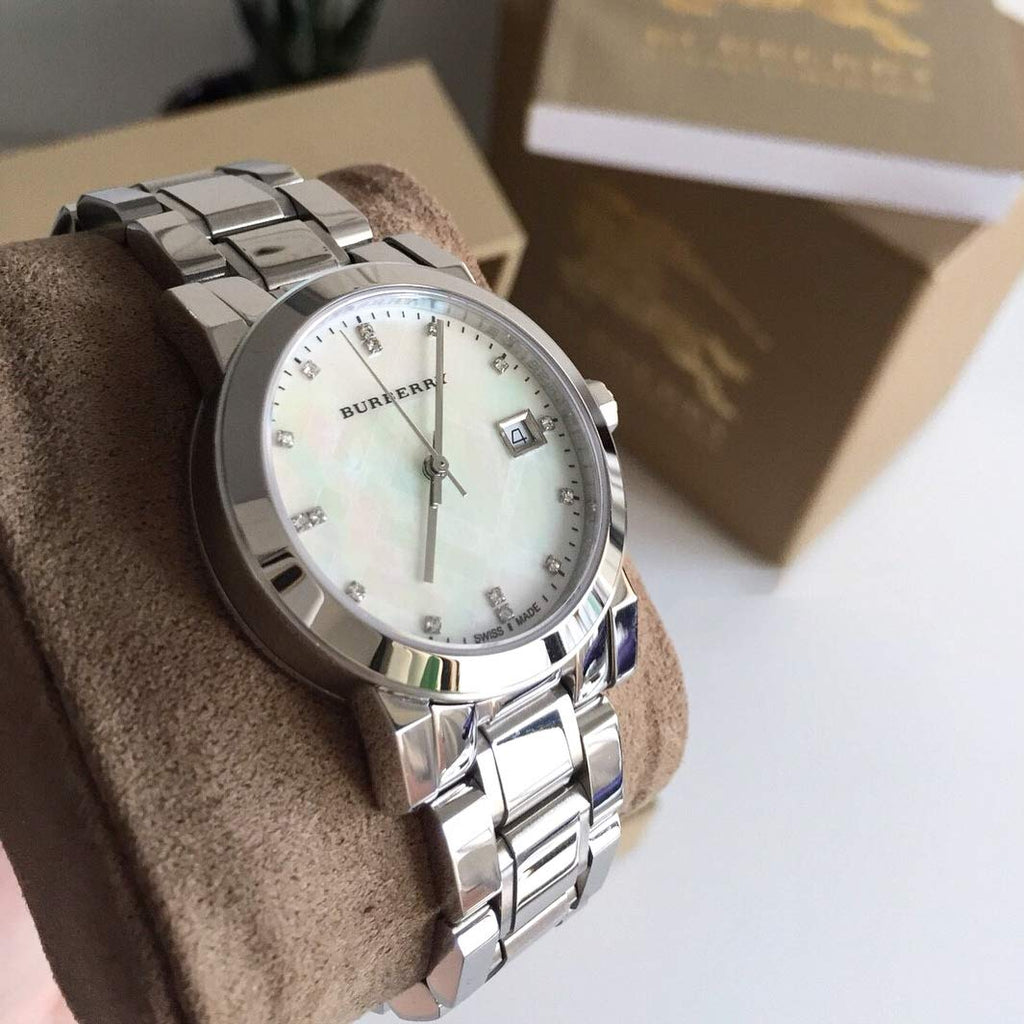Burberry The City Diamonds Silver Dial Silver Steel Strap Watch for Women - BU9125 Buy Now By Burberry