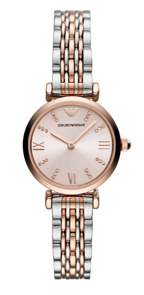 Emporio Armani Gianni T Bar Pink Dial Two Tone Steel Strap Watch For Women - AR11223 Buy Now By Emporio Armani